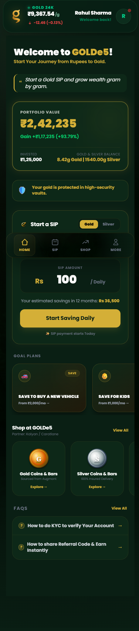GOLDe5 – Gold & Silver Savings Mobile App